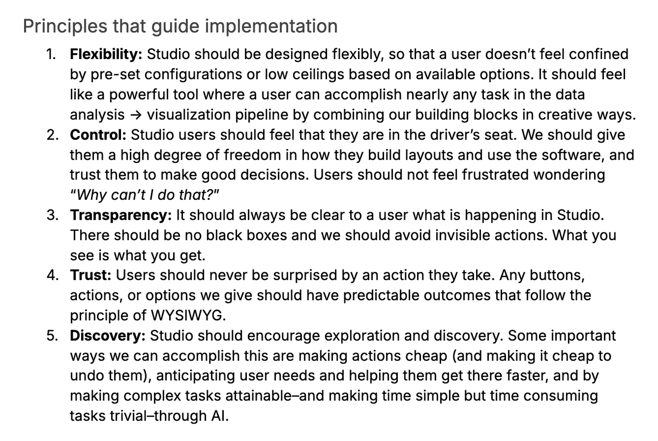 Design principles document, excerpt 2